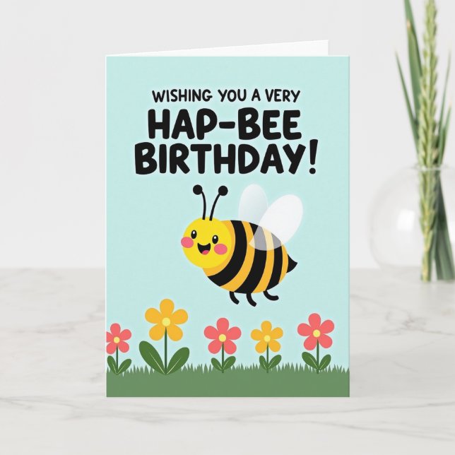 Cheerful Winged Birthday Card (Front)