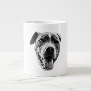 Cheerful Wink Pitbull Mix—Close Face Giant Coffee Mug