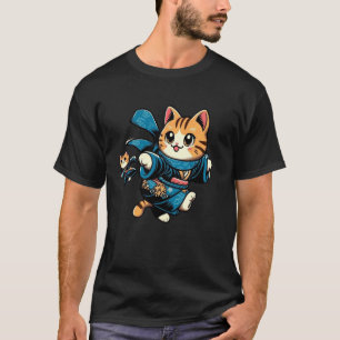 Cheerful Winter Kitten Lover Japanese Art Cute Cat T-Shirt