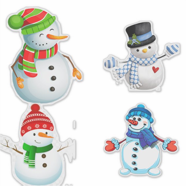 Cheerful Winter Snowmen Collection Sticker (Front)