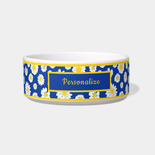 Cheerful Yellow and Blue Daisy Floral Pattern Bowl