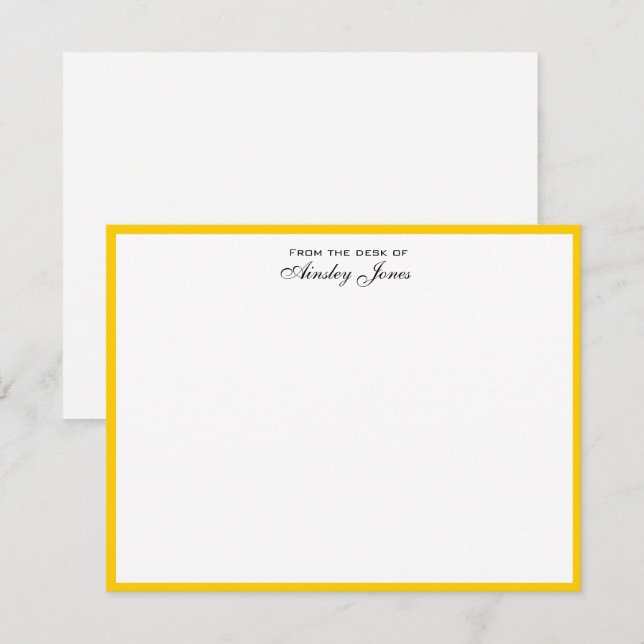Cheerful Yellow and White Personalized Flat Thank You Card (Front/Back)