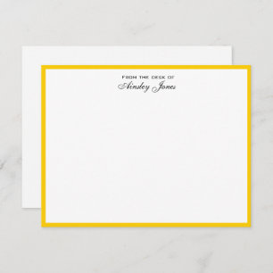 Cheerful Yellow and White Personalized Flat Thank You Card