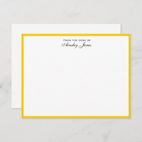 Cheerful Yellow and White Personalized Flat Thank You Card