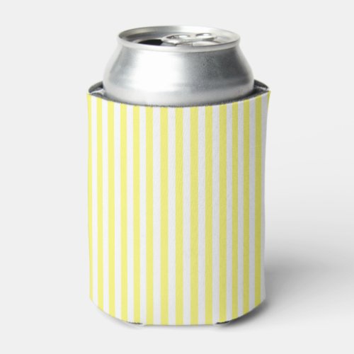 Cheerful Yellow and White Striped Can Cooler