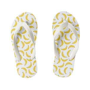 Cheerful Yellow Banana Pattern Fruit Bananas Kid's Flip Flops