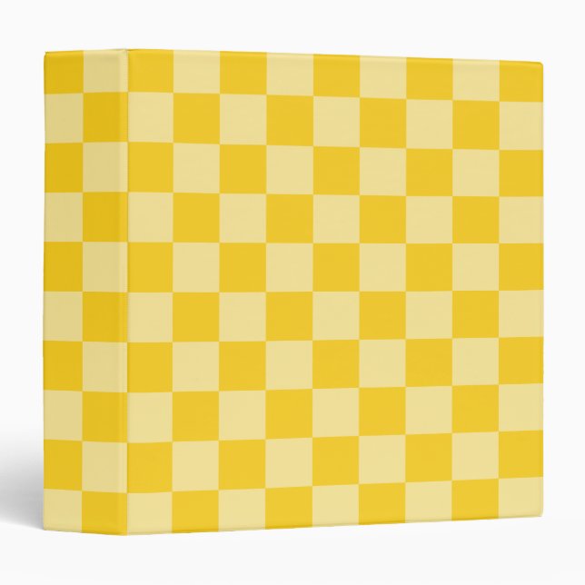 Cheerful Yellow Checkered Pattern 3 Ring Binder (Front/Spine)