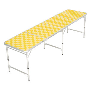 Cheerful Yellow Checkered Pattern Beer Pong Table