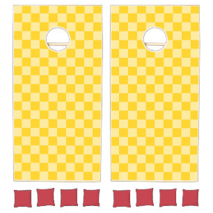Cheerful Yellow Checkered Pattern Cornhole Set