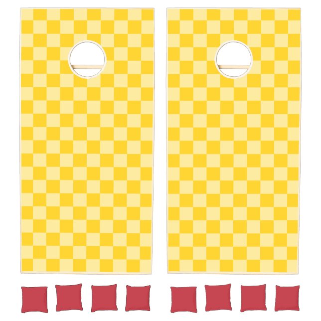 Cheerful Yellow Checkered Pattern Cornhole Set (Set)