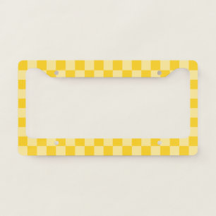 Cheerful Yellow Checkered Pattern License Plate Frame