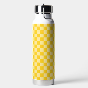 Cheerful Yellow Checkered Pattern Water Bottle
