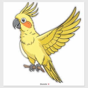 Cheerful Yellow Cockatoo Cartoon Sticker