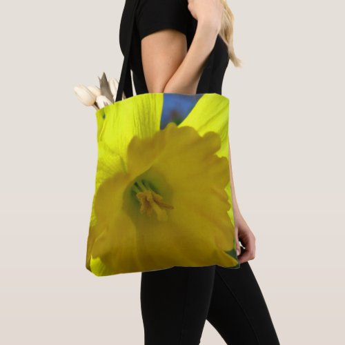 Cheerful Yellow Daffodil Blue Sky Spring Flowers Tote Bag
