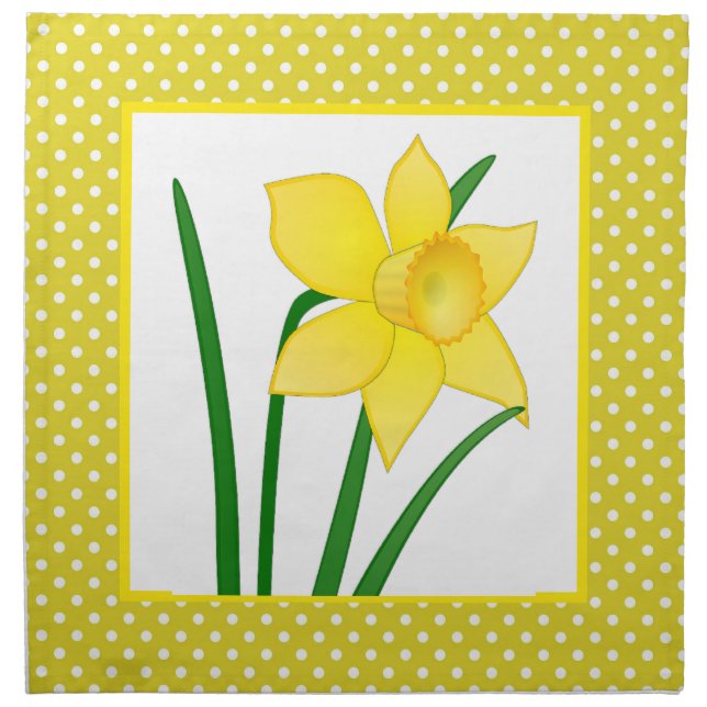 Cheerful Yellow Daffodil Flower Cloth Napkin (4) (Front)