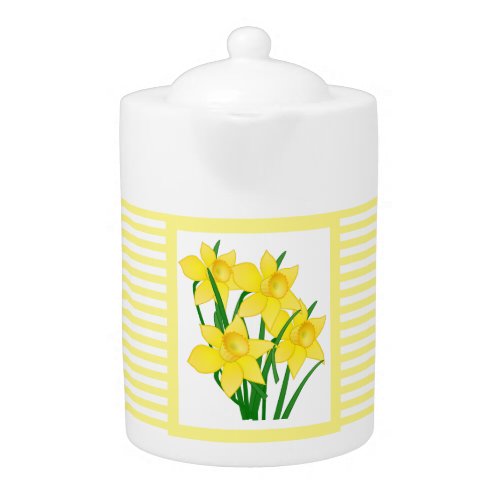 Cheerful Yellow Daffodils  Spring Flowers Teapot