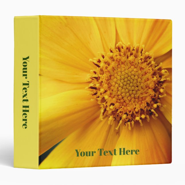 Cheerful Yellow Daisy Flower Nature Personalized 3 Ring Binder (Front/Spine)