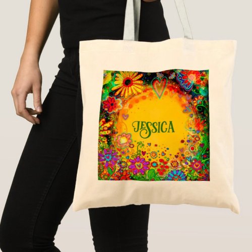 Cheerful Yellow Floral Custom Inspirivity Tote Bag