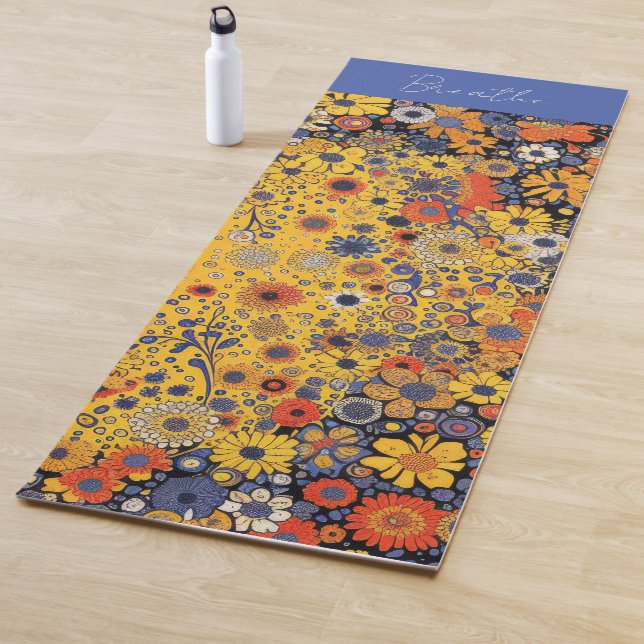 Cheerful Yellow Floral Yoga Mat (In Situ)