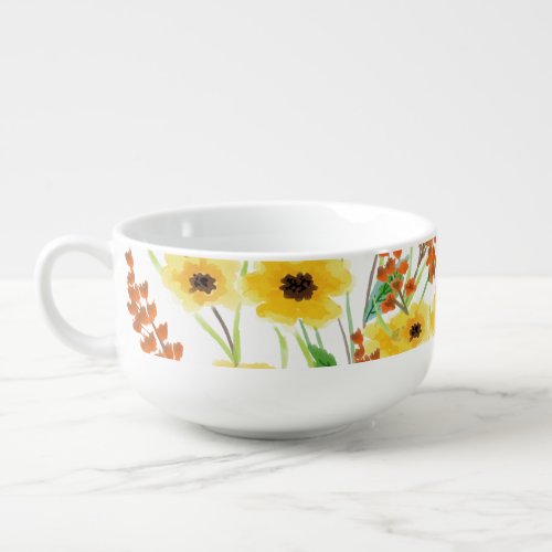 Cheerful Yellow Flower Garden Design Soup Mug