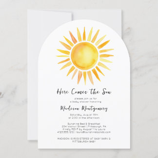 Cheerful Yellow Here Comes the Son Baby Shower Invitation