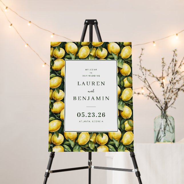 Cheerful Yellow Lemon Botanical Foam Board (In Situ (Stand))