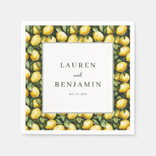 Cheerful Yellow Lemon Watercolor Napkins