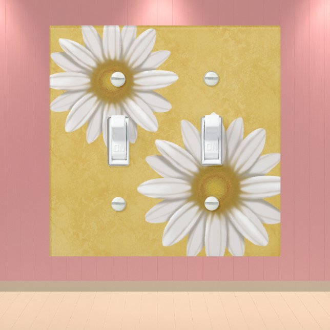 Cheerful Yellow Modern Daisy Hand-Drawn Light Switch Cover (Creator Uploaded)