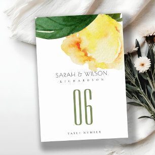 CHEERFUL YELLOW ORANGE WATERCOLOR FLORAL TABLE TABLE NUMBER