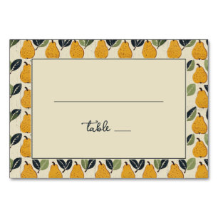Cheerful Yellow Pear Illustration Border Table Number