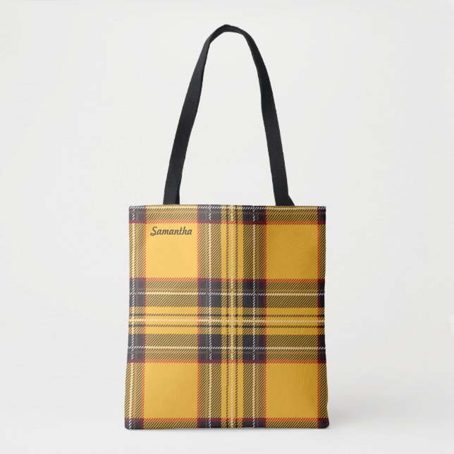 Cheerful Yellow Plaid Tote Bag (Front)