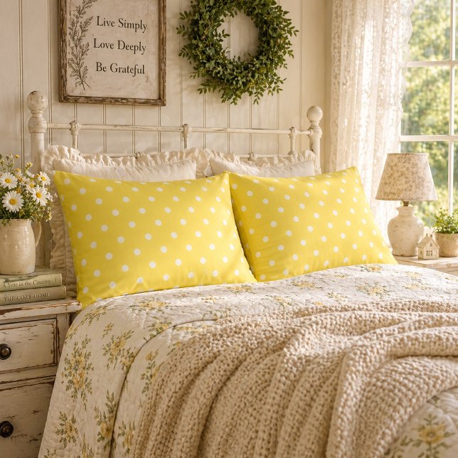 Cheerful Yellow Polka Dots Pillow Case (Creator Uploaded)