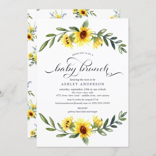 Cheerful Yellow Sunflower Baby Brunch Invitation