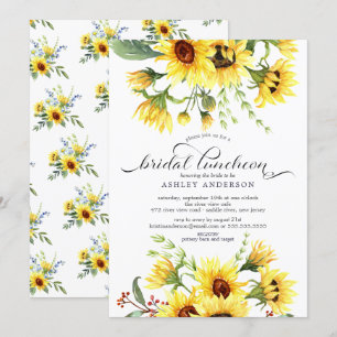 Cheerful Yellow Sunflower Bridal Luncheon Invitation
