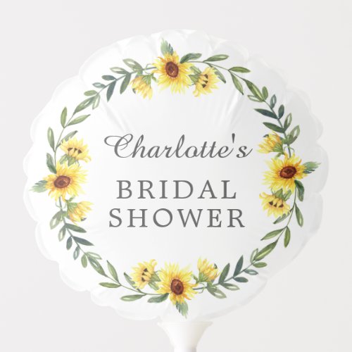 Cheerful Yellow Sunflower Bridal Shower Balloon