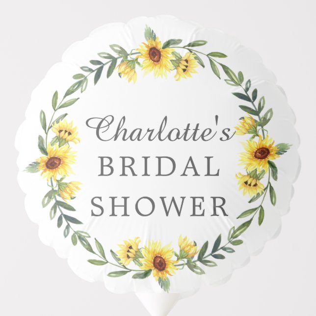 Cheerful Yellow Sunflower Bridal Shower Balloon (Front)