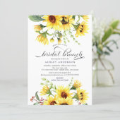 Cheerful Yellow Sunflower Bridal Shower Brunch Invitation (Standing Front)