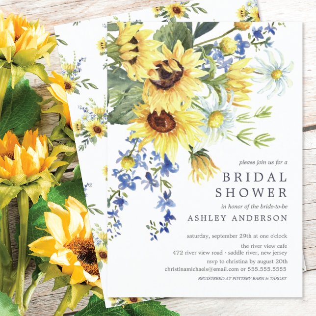 Cheerful Yellow Sunflower Bridal Shower Invitation (Creator Uploaded)
