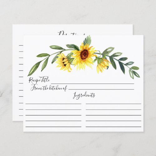 Cheerful Yellow Sunflower Bridal Shower Recipe Pos