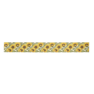 Cheerful Yellow Sunflower Green Leaf Ribbon
