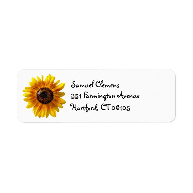 Cheerful Yellow Sunflower with Bee Address Label (Front)
