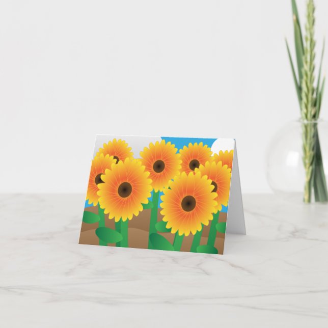Cheerful Yellow Sunflowers Card (Front)