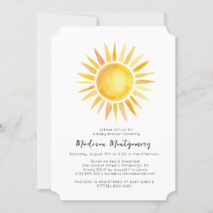 Cheerful Yellow Sunshine Gingham Baby Shower Invitation
