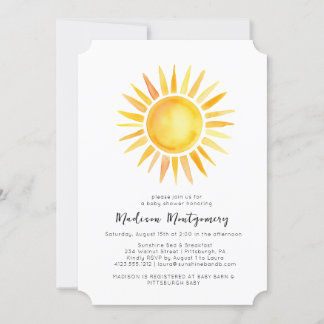 Cheerful Yellow Sunshine Gingham Baby Shower Invitation