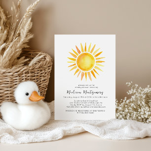 Cheerful Yellow Sunshine Gingham Baby Shower Invitation