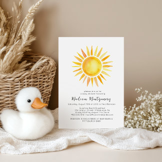 Cheerful Yellow Sunshine Gingham Baby Shower Invitation