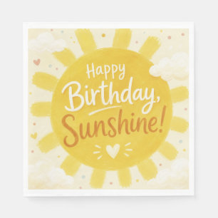 Cheerful Yellow Sunshine Happy Birthday Napkins