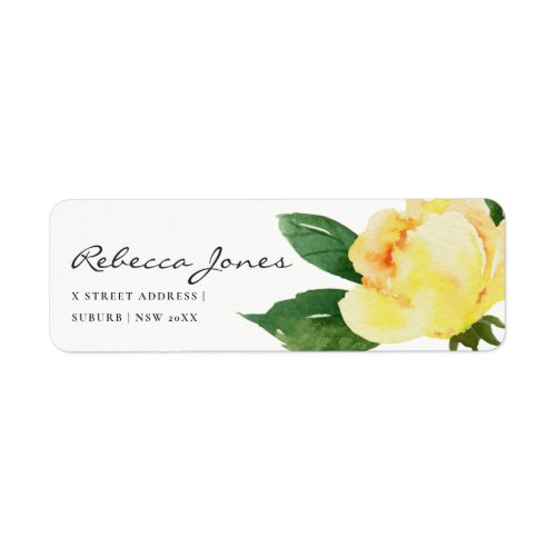 CHEERFUL YELLOW WATERCOLOR FLORAL ADDRESS LABEL