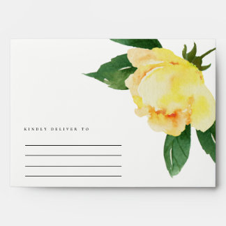 CHEERFUL YELLOW WATERCOLOR FLORAL PERSONALIZED ENVELOPE