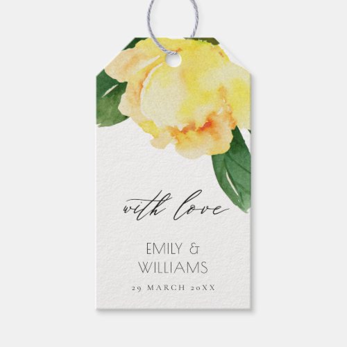 CHEERFUL YELLOW WATERCOLOR FLORAL PERSONALIZED GIFT TAGS